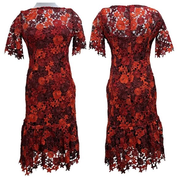 Anthropologie Eva Franco Brigitte Floral Lace Embroidered Crochet Midi Dress 0 - Picture 3 of 16